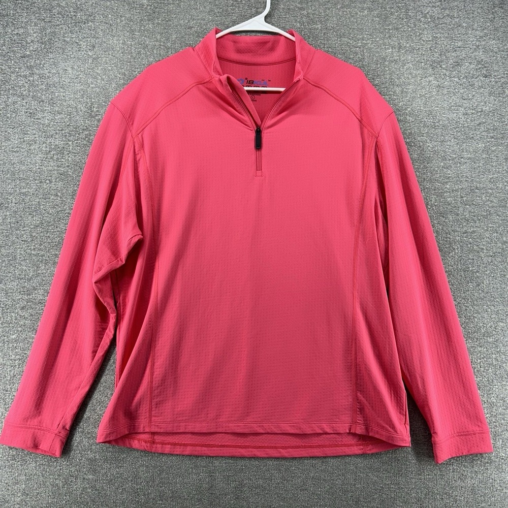 Ibkul Golf 1/4 Zip Pullover Men Size Large Coral Pink Mock Neck Performance